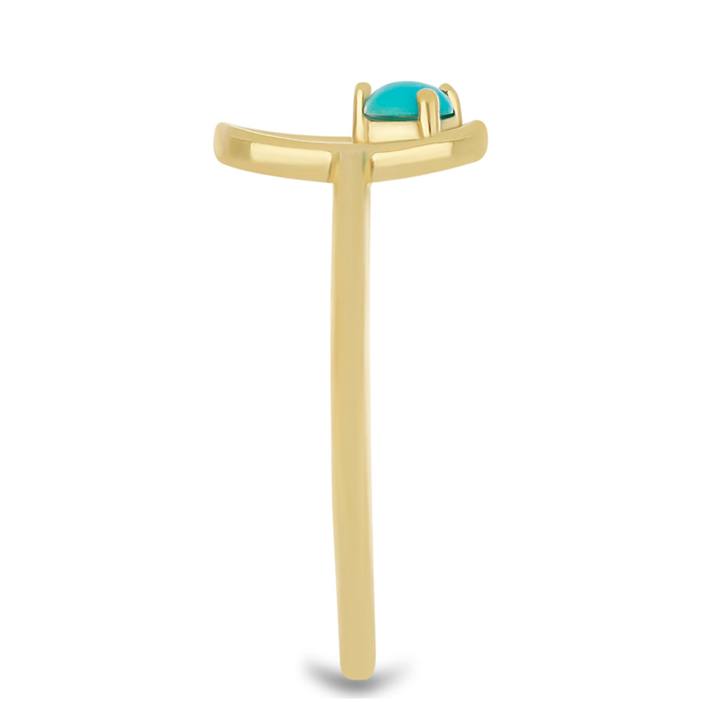 Anillo de Plata Bañada en Oro con Turquesa Bella Durmiente