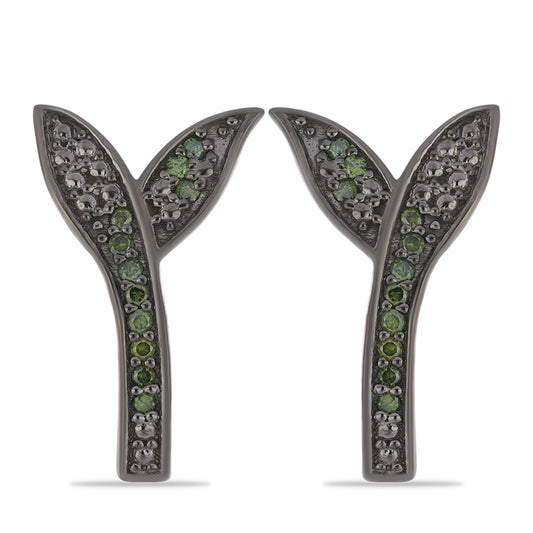 Pendientes de Plata con Diamante Verde