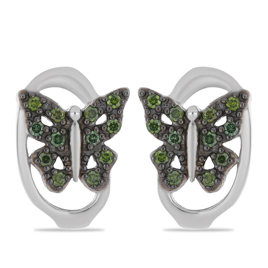Pendientes de Plata con Diamante Verde
