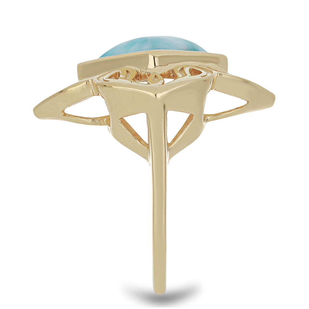 Anillo de Plata Bañada en Oro con Larimar