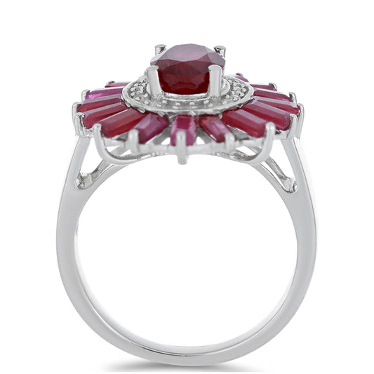 Anillo de Plata con Rubí de Madagascar y Topacio Blanco