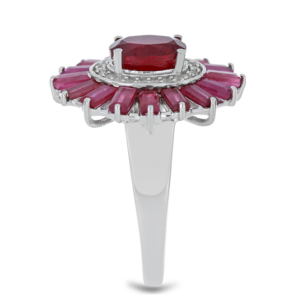 Anillo de Plata con Rubí de Madagascar y Topacio Blanco