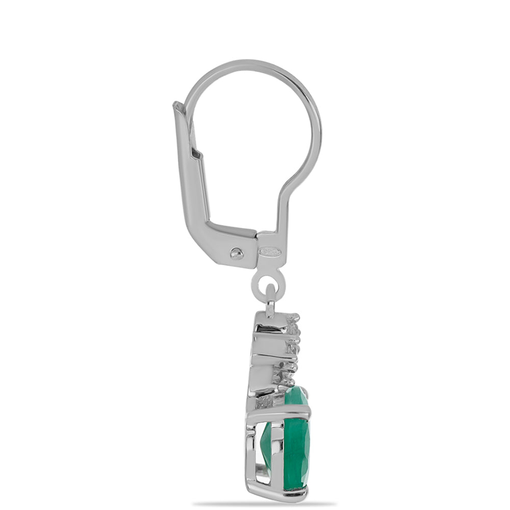 Pendientes de Plata con Esmeralda de Brasil y Topacio Blanco