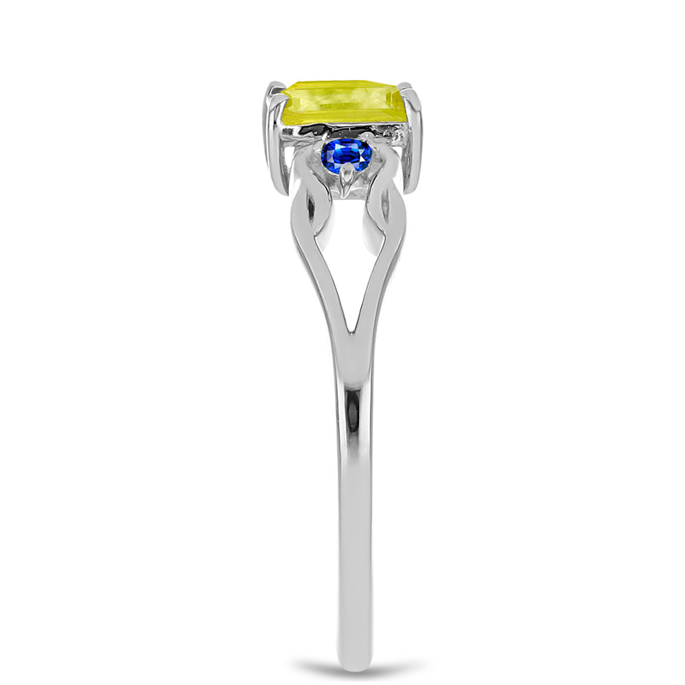 Anillo de Plata con Zafiro Amarillo y Zafiro azul Australiano