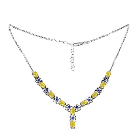 Collar de Plata con Zafiro Amarillo y Zafiro azul Australiano