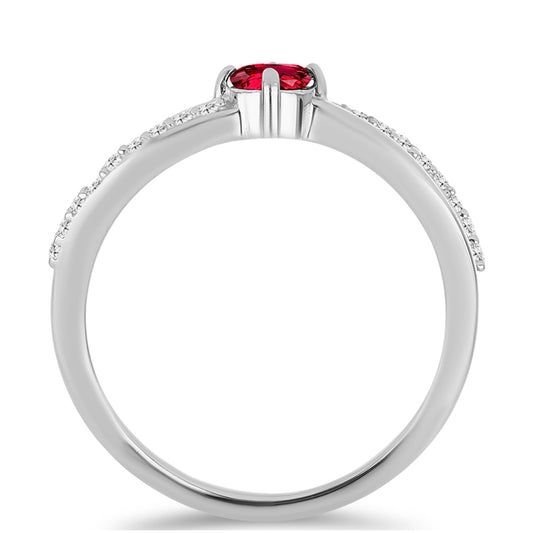 Anillo de Plata con Rubelita de Cruzeiro y Topacio Blanco