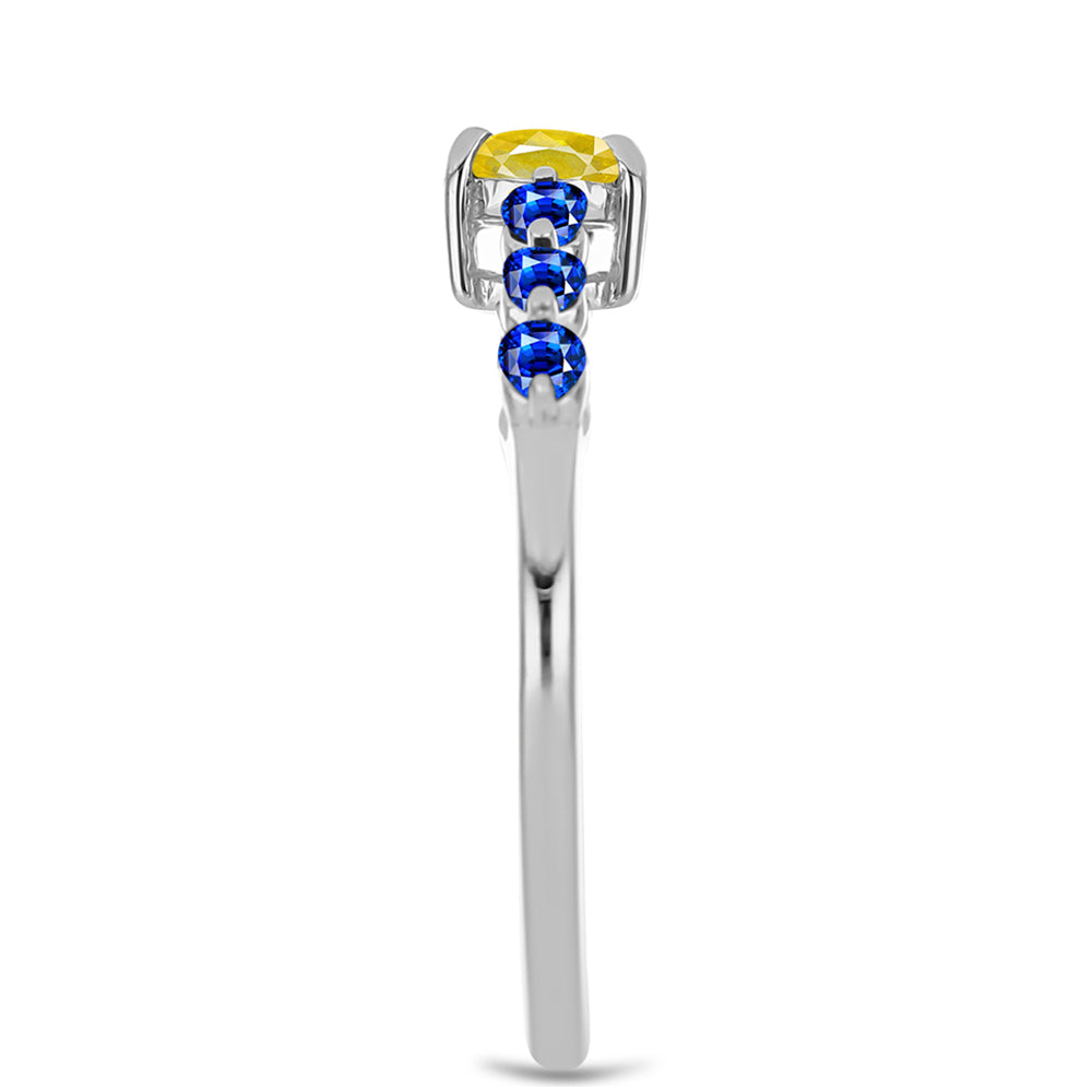 Anillo de Plata con Zafiro Amarillo y Zafiro azul Australiano