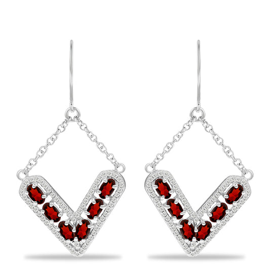 Pendientes de Plata con Granate Barton y Topacio Blanco