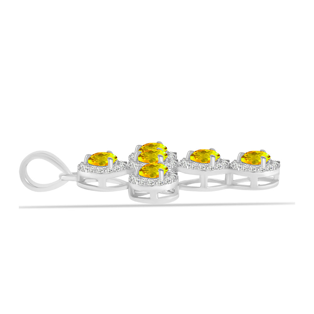 Cruz Colgante de Plata con Citrino de los Montes Urales y Topacio Blanco