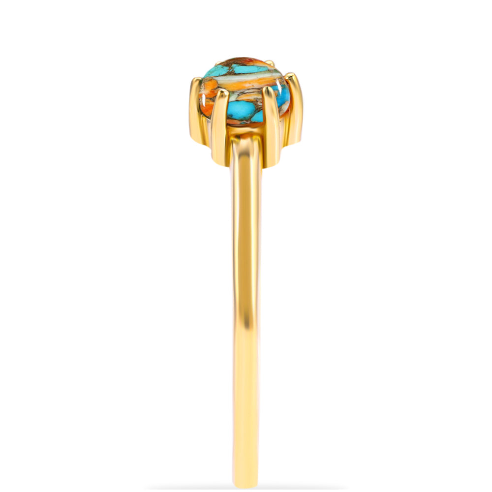 Anillo de Plata Bañada en Oro con Turquesa Ostra