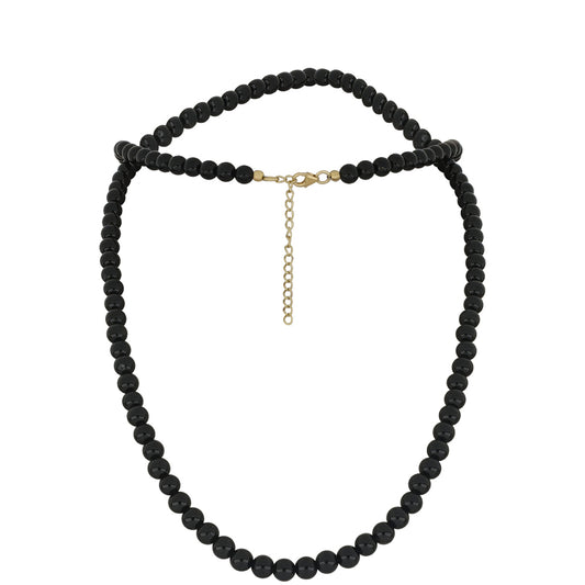 Collar de Plata Bañada en Oro con Ónix Negro