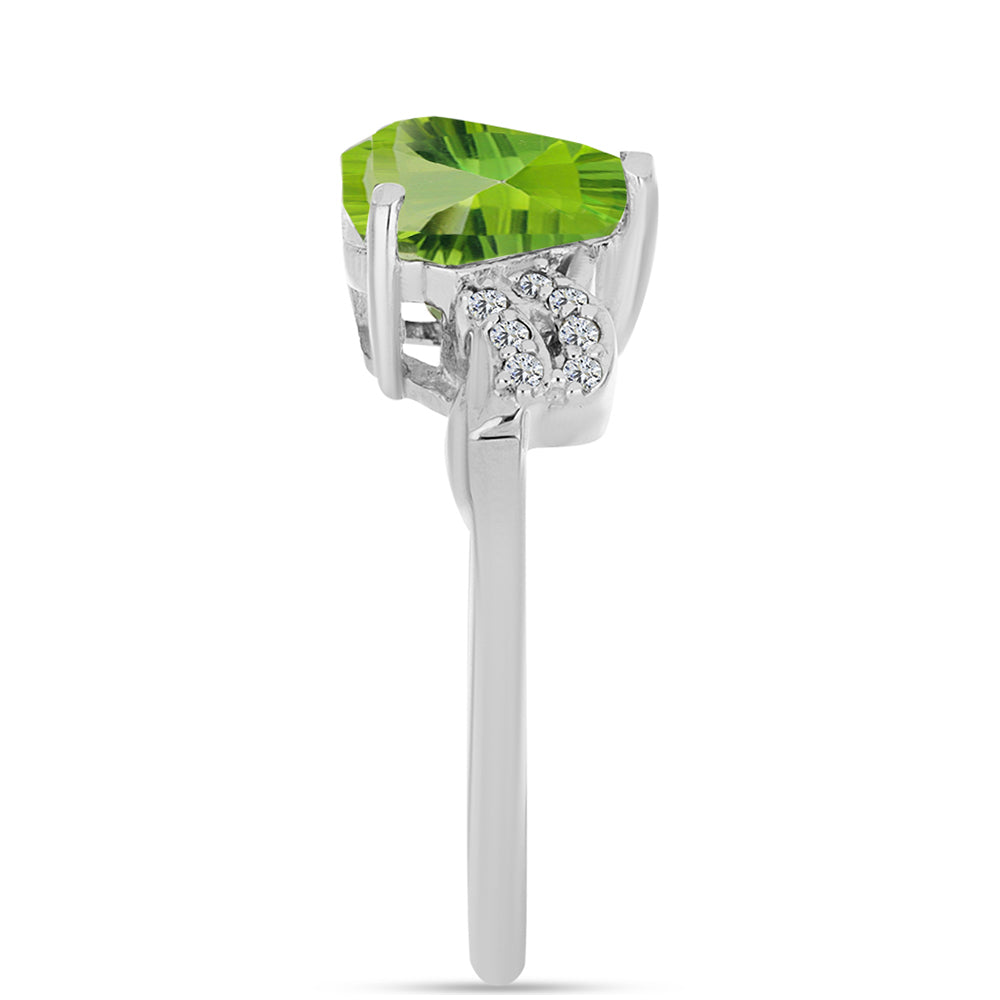 Anillo de Plata con Cuarzo Verde Helecho y Topacio Blanco