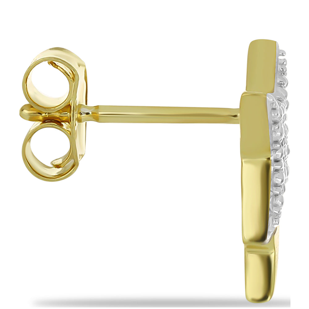 Pendientes de Plata Bañada en Oro con Diamante blanco