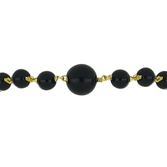 Pulsera de Plata Bañada en Oro con Ónix Negro