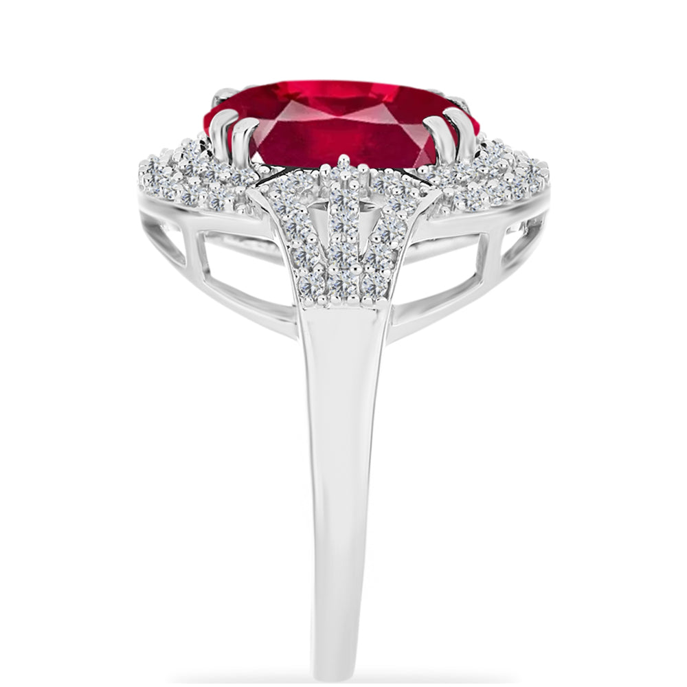 Anillo de Plata con Rubí de Madagascar y Diamante blanco