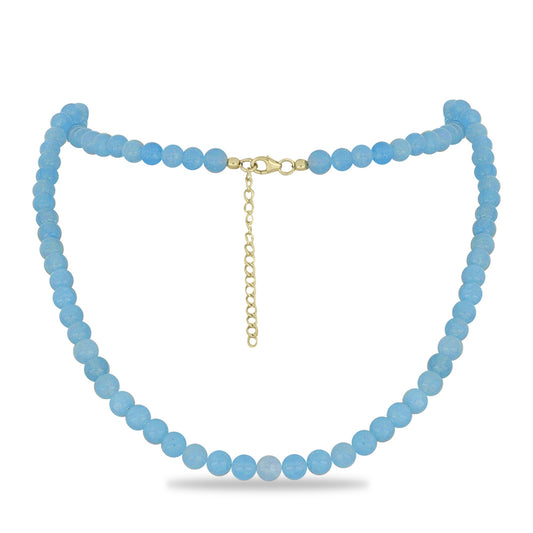 Collar de Plata Bañada en Oro con Calcedonia Aqua