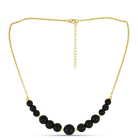 Collar de Plata Bañada en Oro con Ónix negro de Suwar