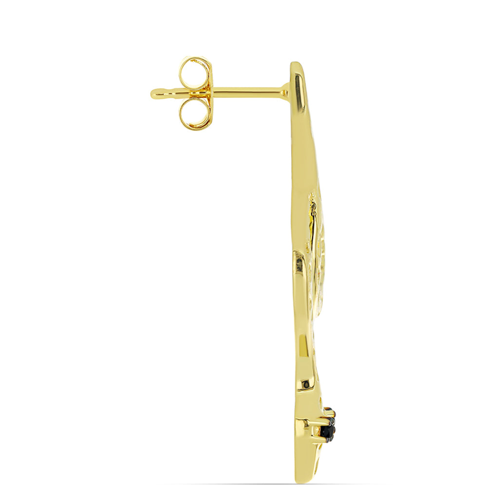 Pendientes de Plata Bañada en Oro con Espinela Negra