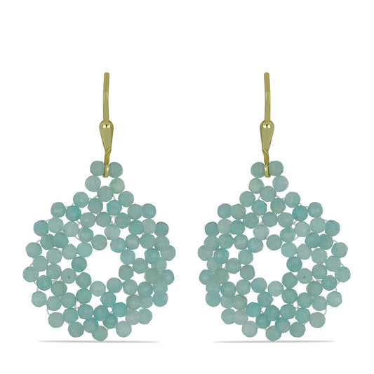 Pendientes de Plata Bañada en Oro con Amazonita