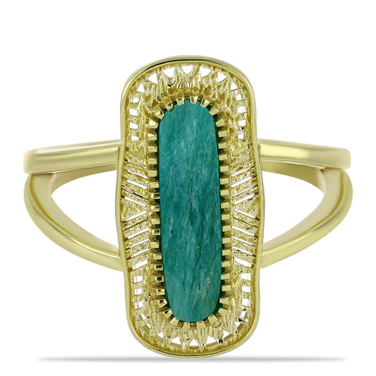 Anillo de Plata Bañada en Oro con Amazonita