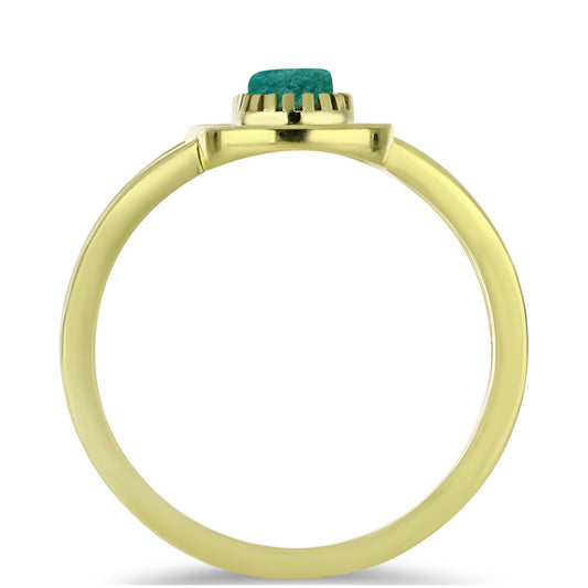 Anillo de Plata Bañada en Oro con Amazonita