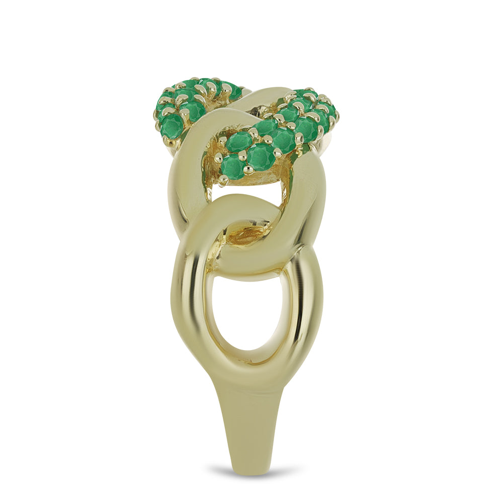 Anillo de Plata Bañada en Oro con Esmeralda de Brasil
