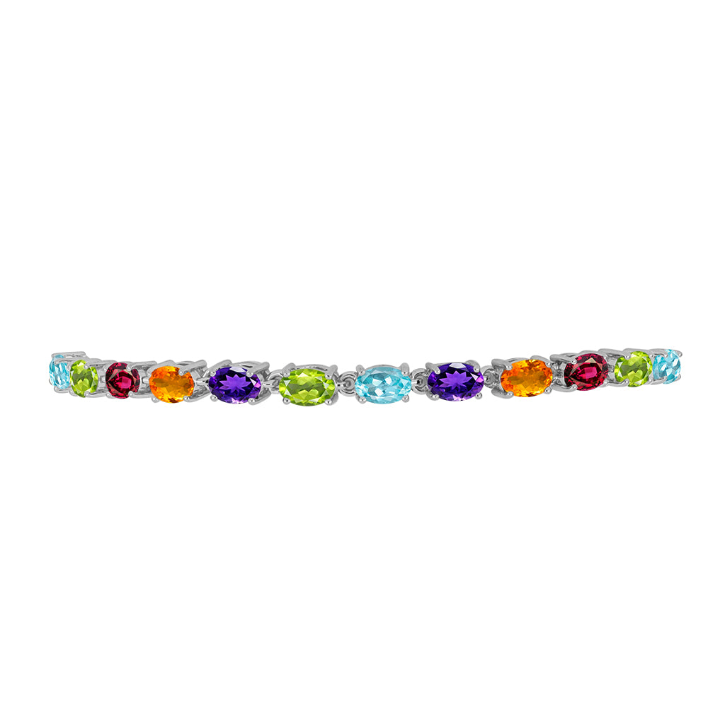 Pulsera de Plata con Amatista de Marruecos y Peridoto de Changbai
