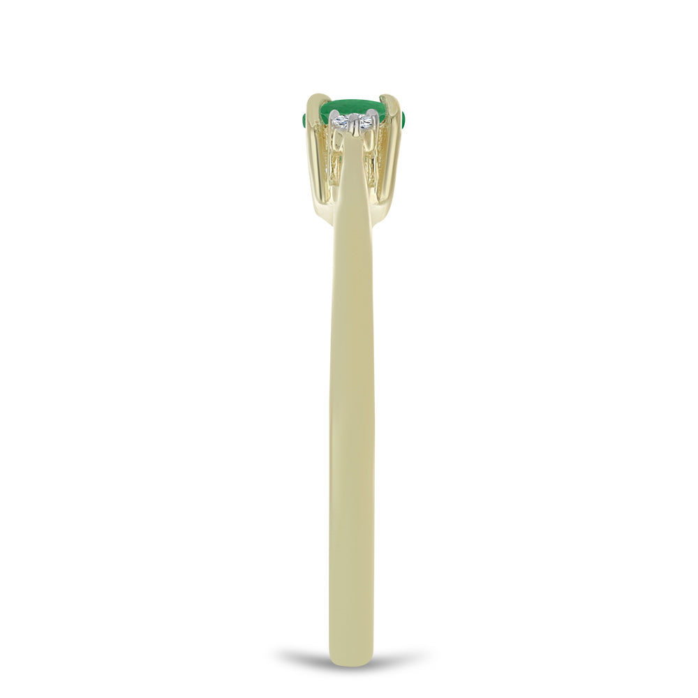 Anillo de Plata Bañada en Oro con Esmeralda de Brasil y Topacio Blanco