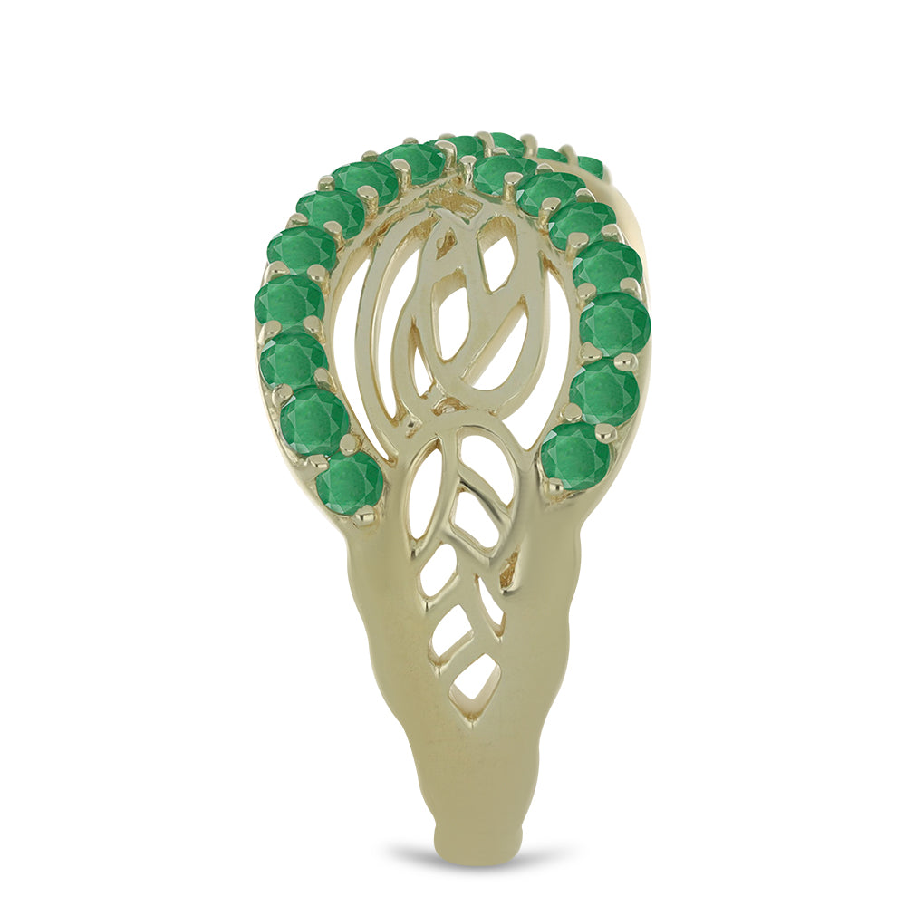 Anillo de Plata Bañada en Oro con Esmeralda de Brasil