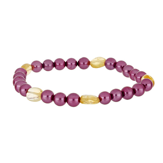 Pulsera Pepita con Perla Púrpura de Agua dulce y Citrino de los Montes Urales