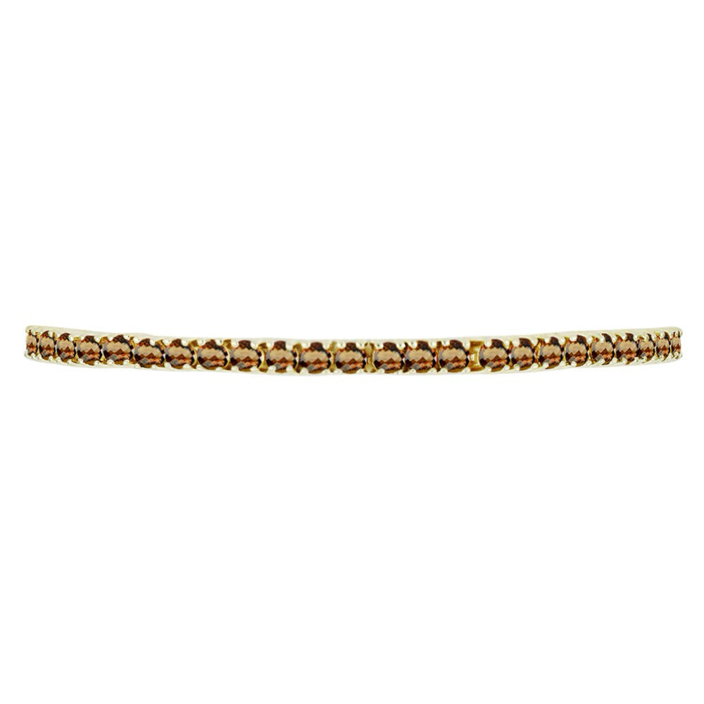 Pulsera de Plata Bañada en Oro con Cuarzo Coñac