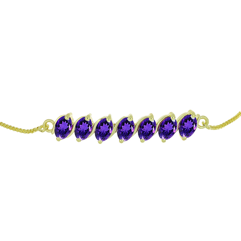 Pulsera de Plata Bañada en Oro con Amatista de Marruecos