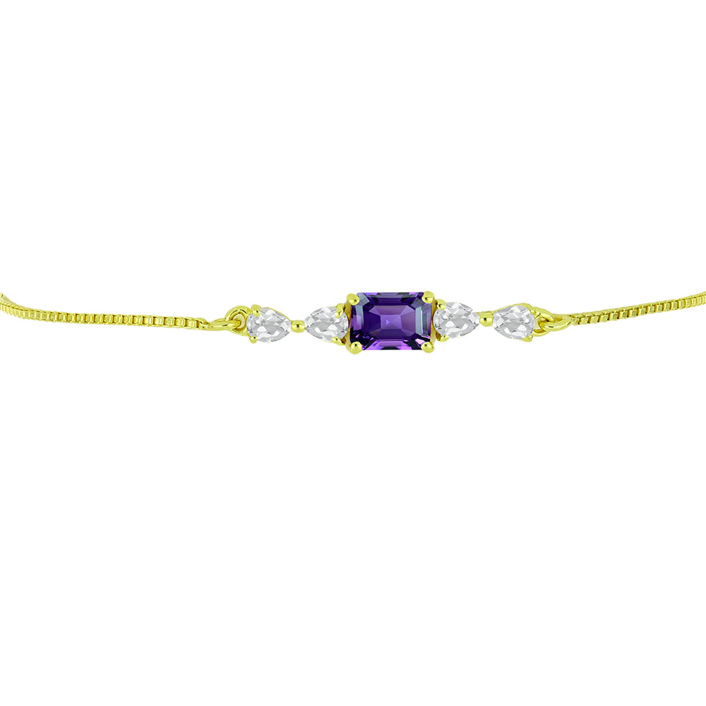 Pulsera de Plata Bañada en Oro con Amatista de Marruecos y Topacio Blanco