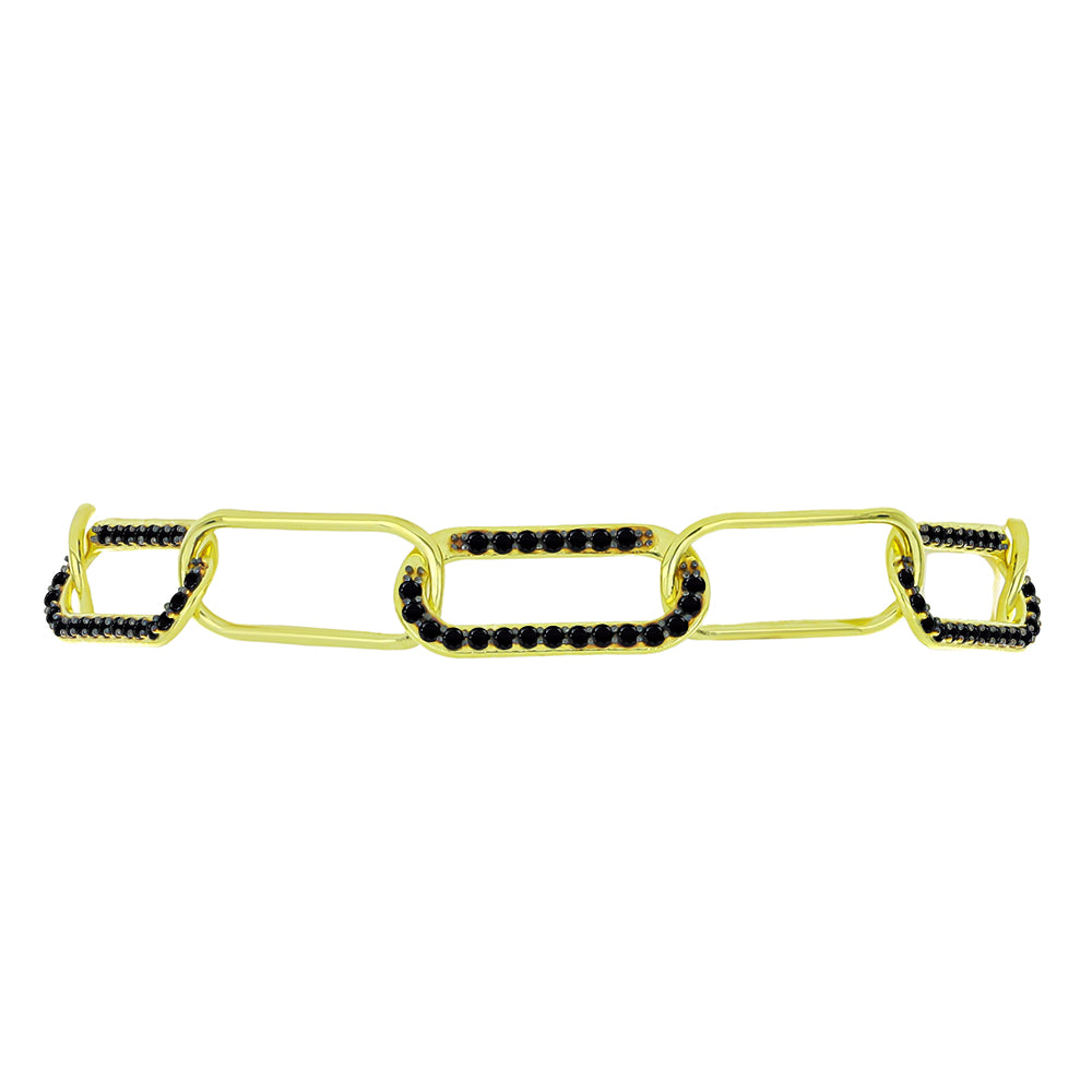 Pulsera de Plata Bañada en Oro con Espinela Negra