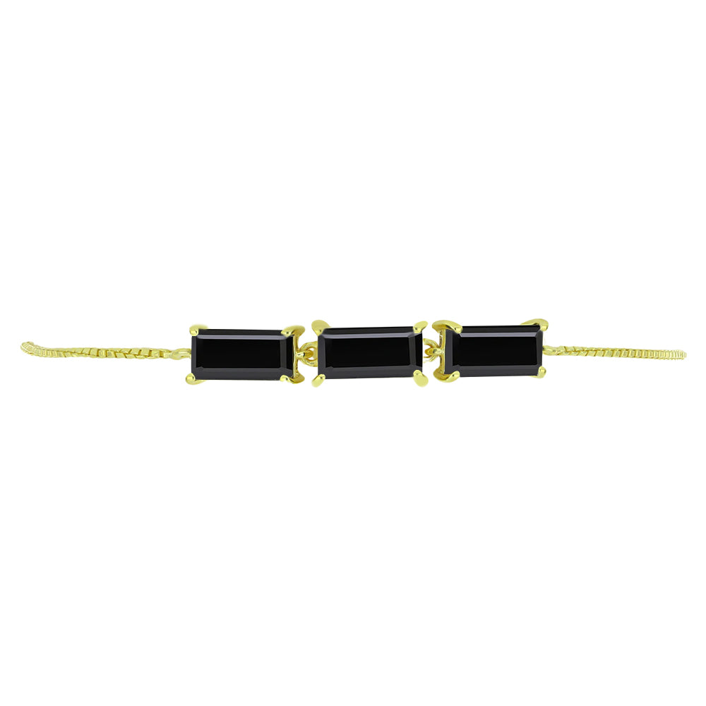 Pulsera de Plata Bañada en Oro con Espinela Negra