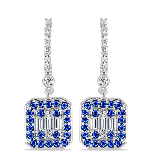 Pendientes de Plata con Zafiro Azul Australiano y Topacio Blanco