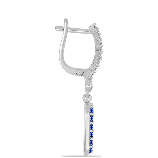 Pendientes de Plata con Zafiro Azul Australiano y Topacio Blanco