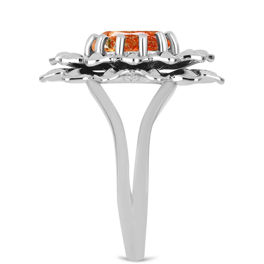 Anillo de Plata con Piedra Solar de Oregon
