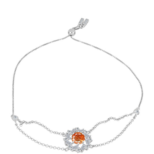 Pulsera de Plata con Piedra Solar de Oregon y Topacio Blanco