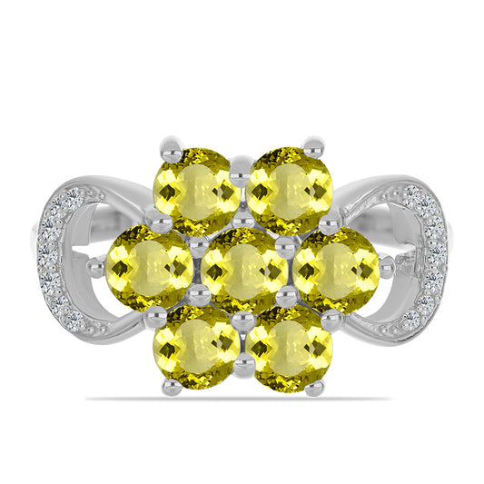 Anillo de Plata con Topacio Limón y Topacio Blanco