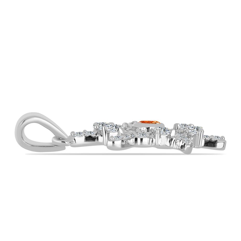 Collar de Plata con Piedra Solar de Oregon y Topacio Blanco