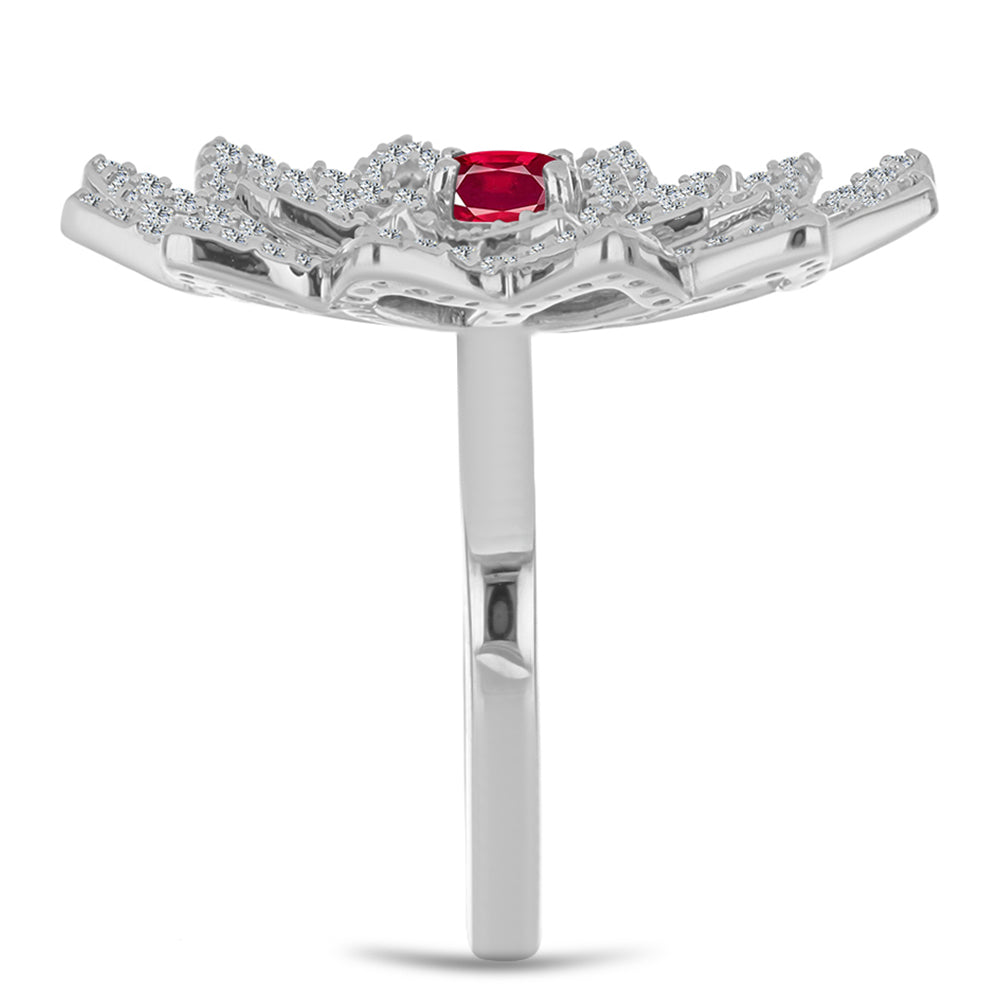 Anillo de Plata con Rubí de Madagascar y Topacio Blanco