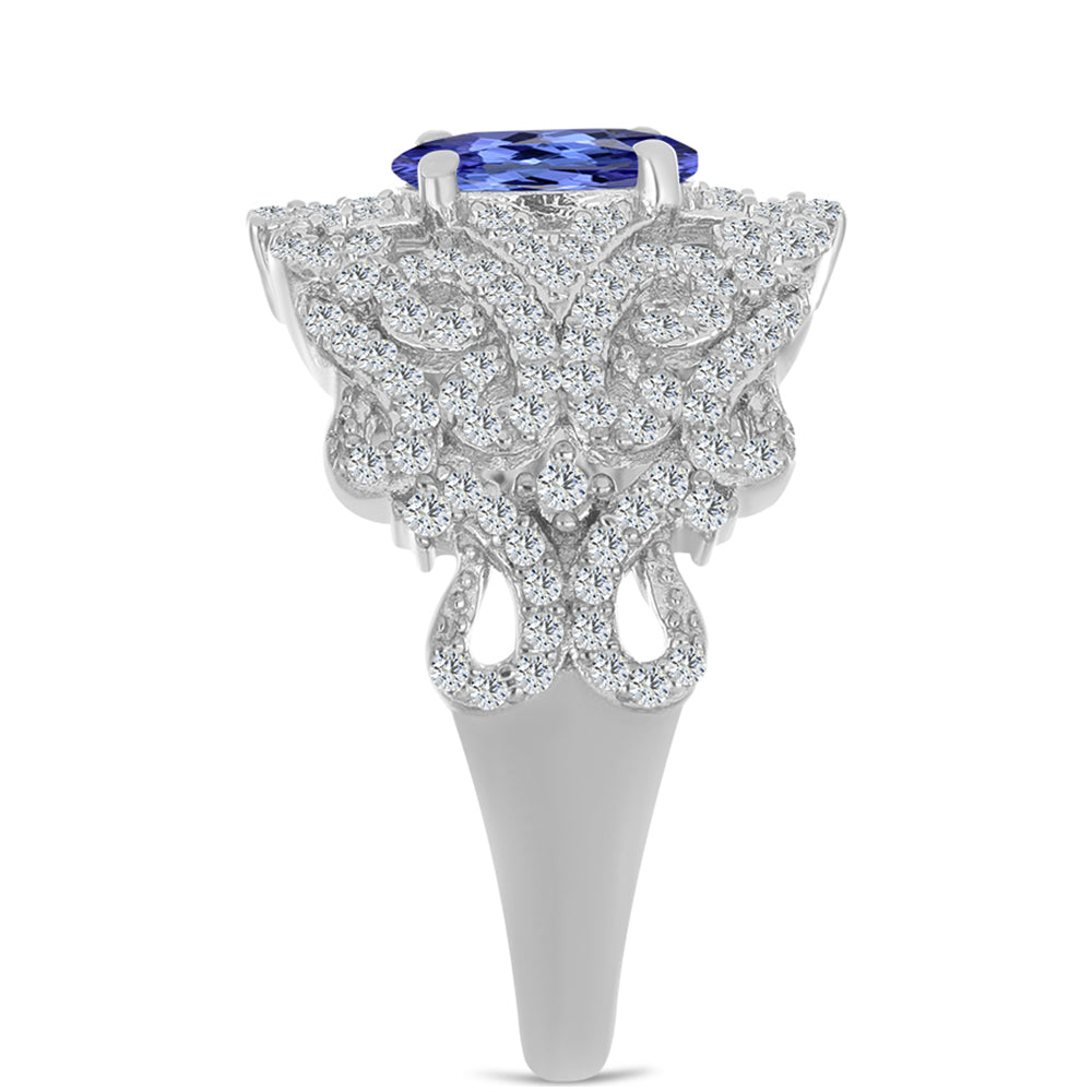 Anillo de Plata con Tanzanita y Topacio Blanco
