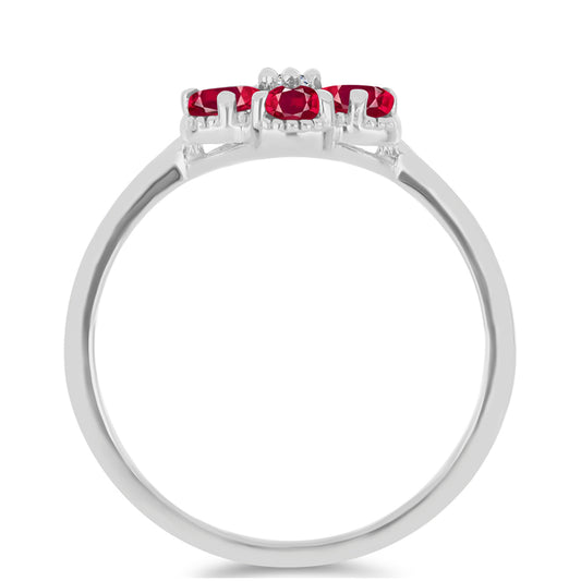 Anillo de Plata con Rubí de Madagascar y Topacio Blanco