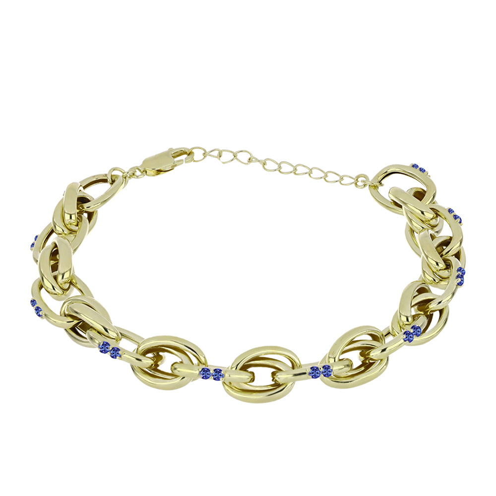 Pulsera de Plata Bañada en Oro con Tanzanita