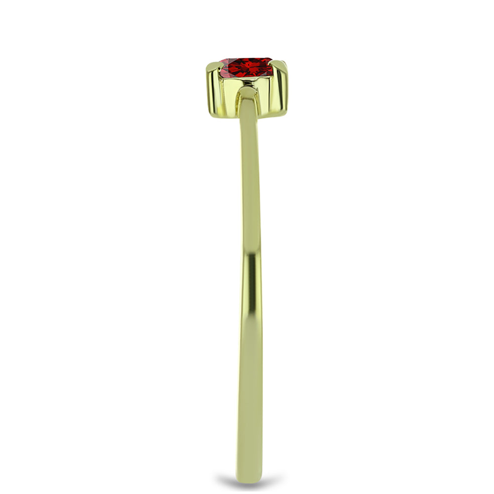 Anillo de Plata Bañada en Oro con Diamante Rojo