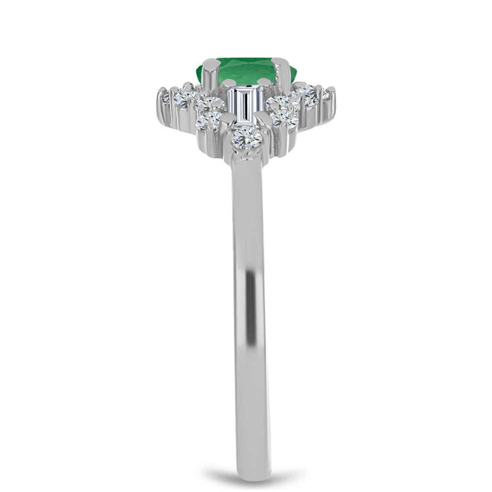 Anillo de Plata con Esmeralda de Brasil y Topacio Blanco