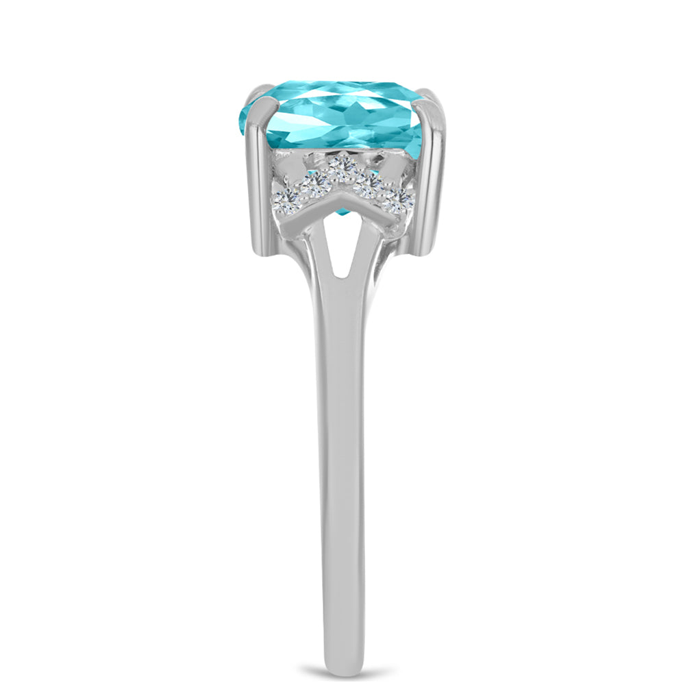 Anillo de Plata con Cuarzo Paraiba y Topacio Blanco
