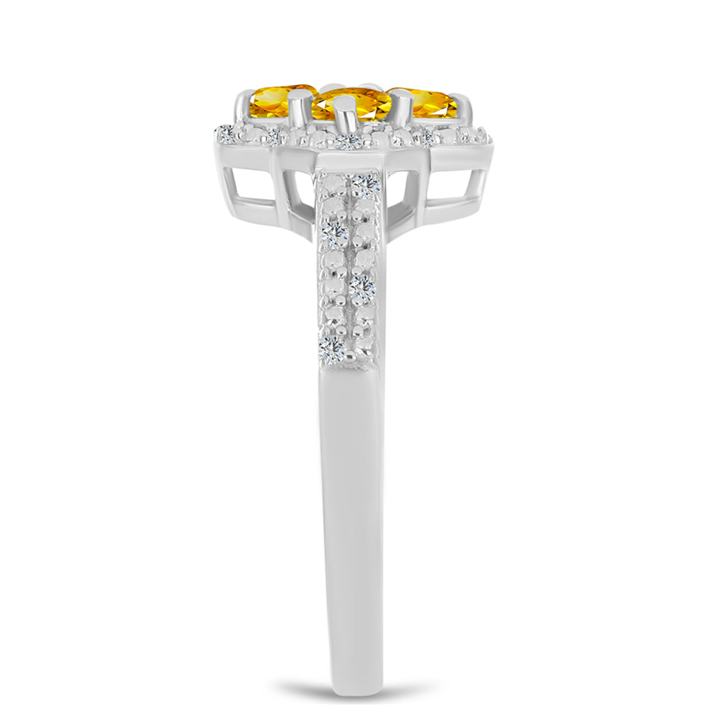 Anillo de Plata con Citrino de los Montes Urales y Topacio Blanco