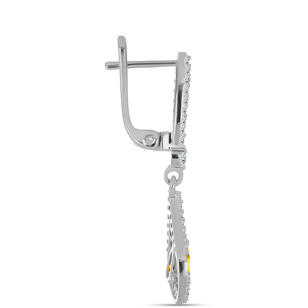 Pendientes de Plata con Citrino de los Montes Urales y Topacio Blanco